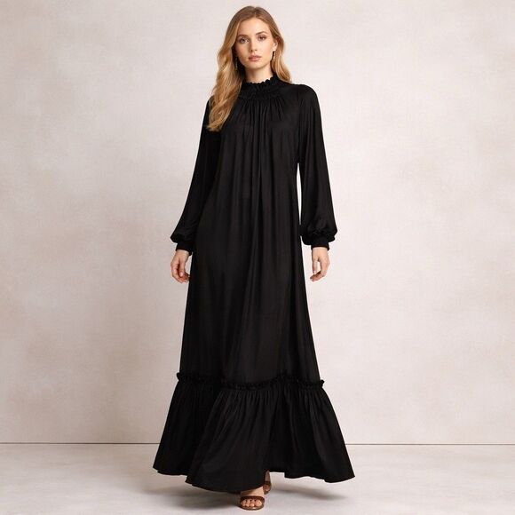 Zimmermann Dresses & Skirts - Zimmermann Black Silk Blend Long Maxi Dress S Elegant Evening